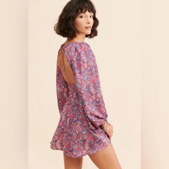 For Love and Lemons Long-Sleeve Floral Tonya Mini Dress Size XS NWT! $225 retail - Picture 4 of 10